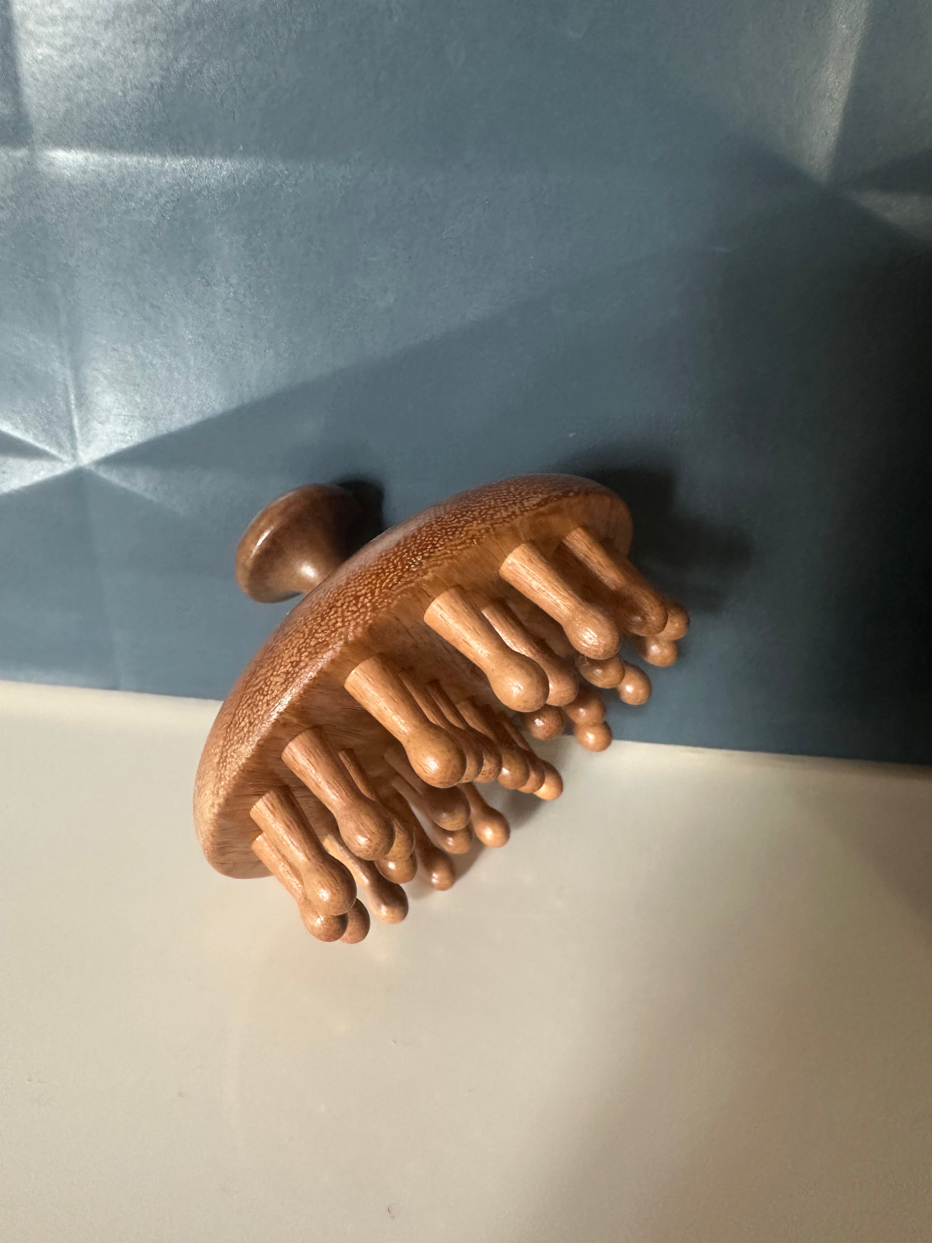 Brosse massante en bois pour le cuir chevelu